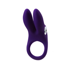 deep purple VeDO Sexy Bunny Rechargeable Silicone Vibrating Cock Ring with bunny ears for clit stimulation