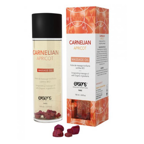 Exsens Of Paris Organic Massage Oil Carnelian Apricot with Crystals