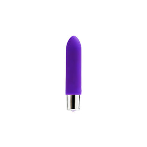 Vedo bright purple Bam Mini Bullet vibrator with silver base