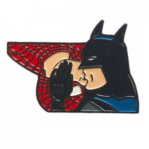 Geeky & Kinky Batman & Spiderman XO Enamel Pin