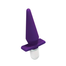 deep purple VeDo Rio Anal Vibrator with a rectangular tapered base and white ABS plastic end