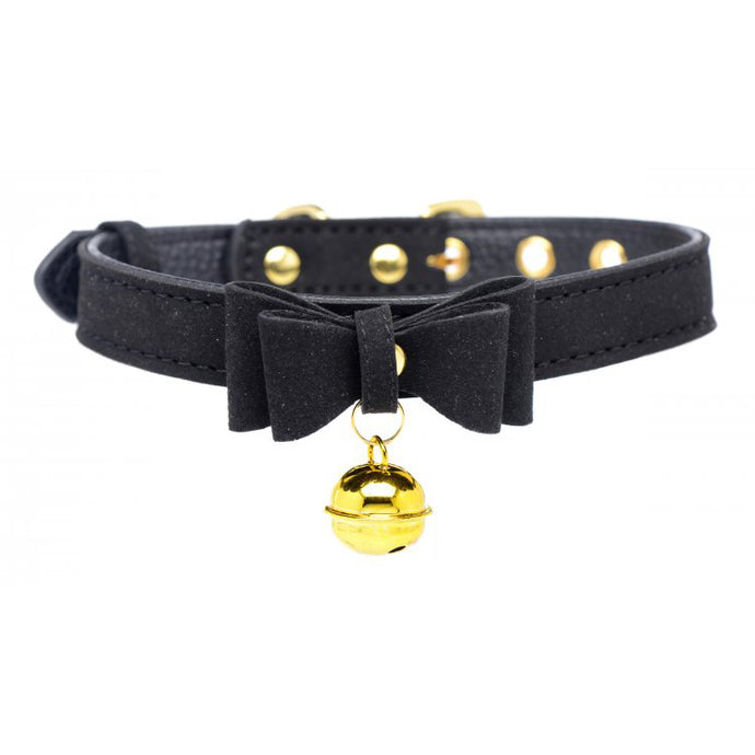 Pretty Kitty Black + Gold Bell Collar