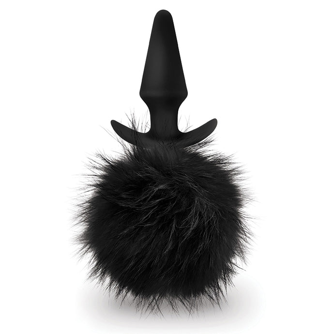 Anal Adventures Bunny Tail Silicone Butt Plug - Black