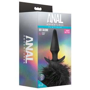 Anal Adventures Bunny Tail Silicone Butt Plug - Black