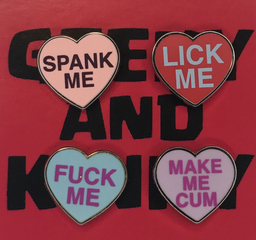 Spank Me, Lick Me, Fuck Me, Make Me Cum Enamel Pin 4-Pack