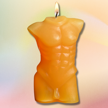 yellow torso massage candle