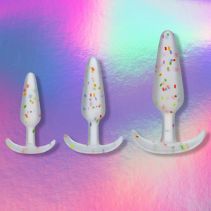 Confetti Silicone Anal Training Plug Set, 3-Piece The Pleasure Parlor Confetti Silicone Anal Training Plug Set, 3-Piece The Pleasure Parlor