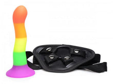 Strap U Kit- Rainbow Silicone Dildo with Adjustable Harness