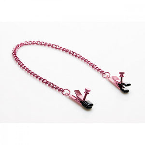 Pink Alligator-Style Adjustable Nipple Clamps with Chain