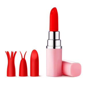 Luv Inc. Lipstick Bullet Vibrator with Interchangeable Attachments