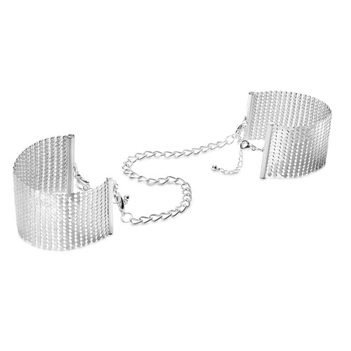 Grey metallic cuffs with removable chain link by Bijoux Indiscrets