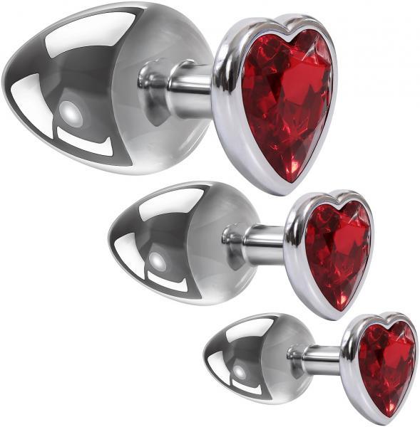 Three of Hearts Red Jeweled Anal Plug Set (3 pcs.)