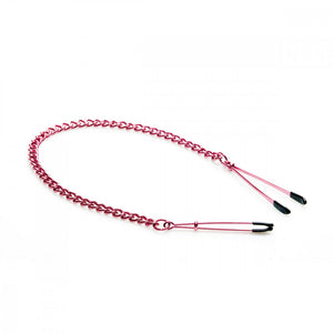 Pink Tweezer-Style Adjustable Nipple Clamps with Chain